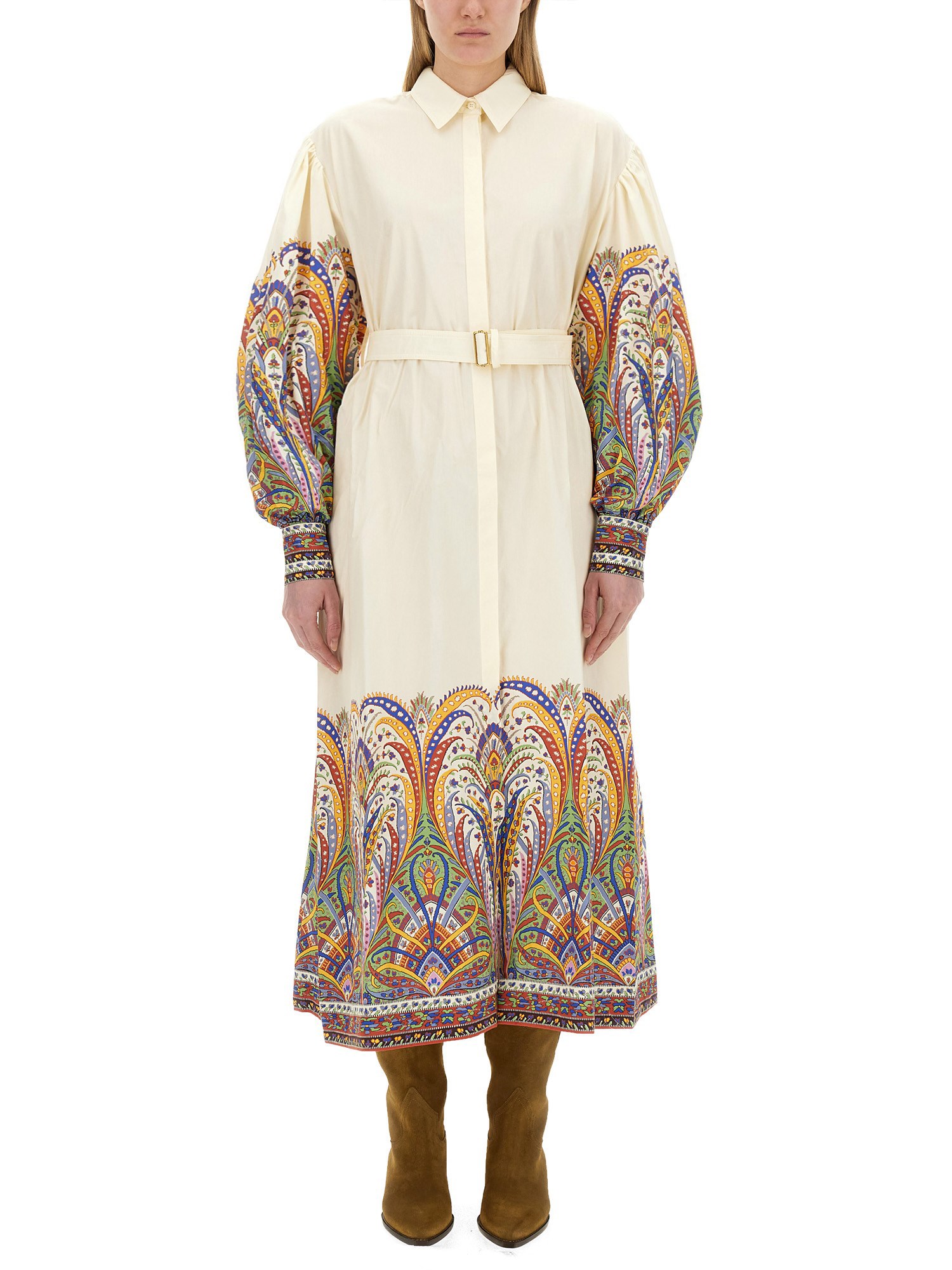 ETRO    PRINTED COTTON CHEMISIER DRESS