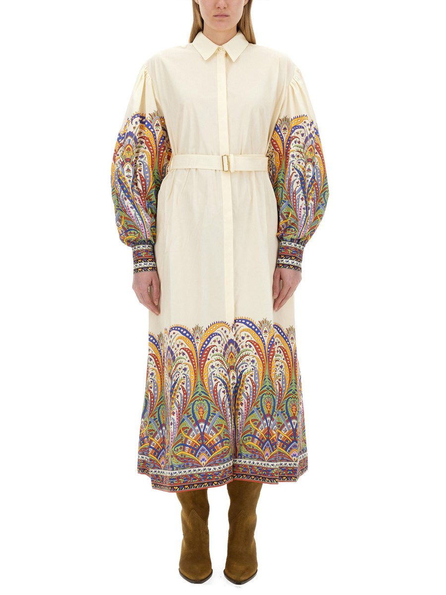 ETRO    PRINTED COTTON CHEMISIER DRESS