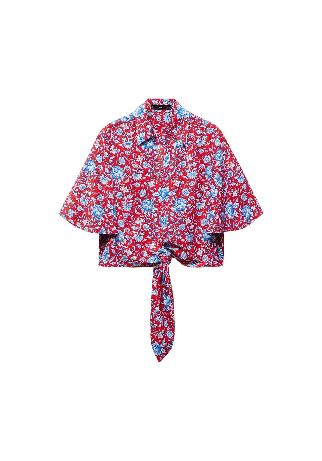 Floral-print shirt with knot detail