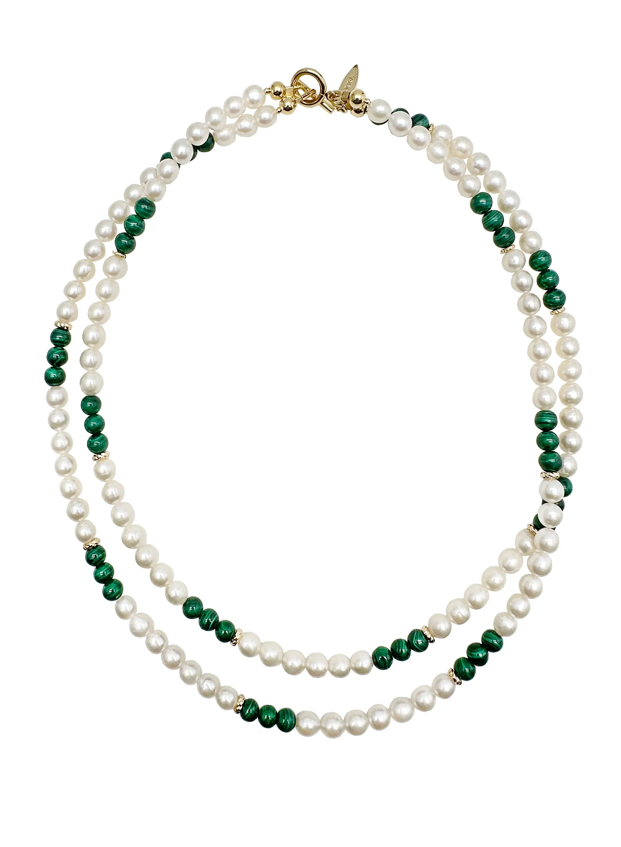 Freshwater Pearls With Malachite Color Blocking Necklace KN027