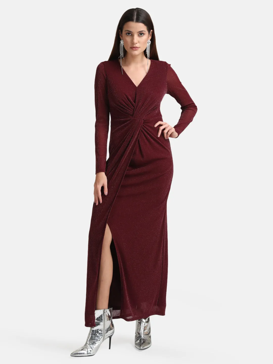 Front Knot Maxi Dress With Slit