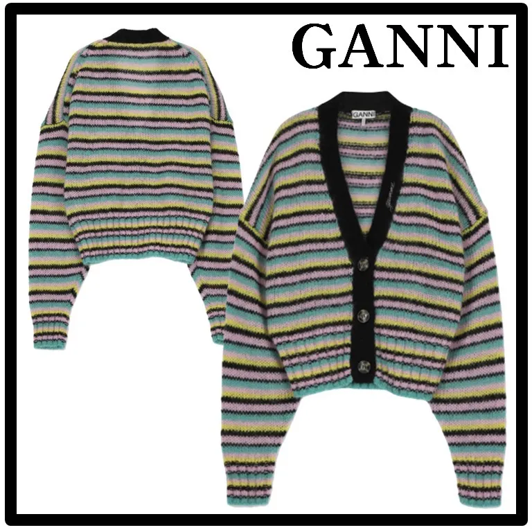 Ganni  |Casual Style Street Style Logo Cardigans