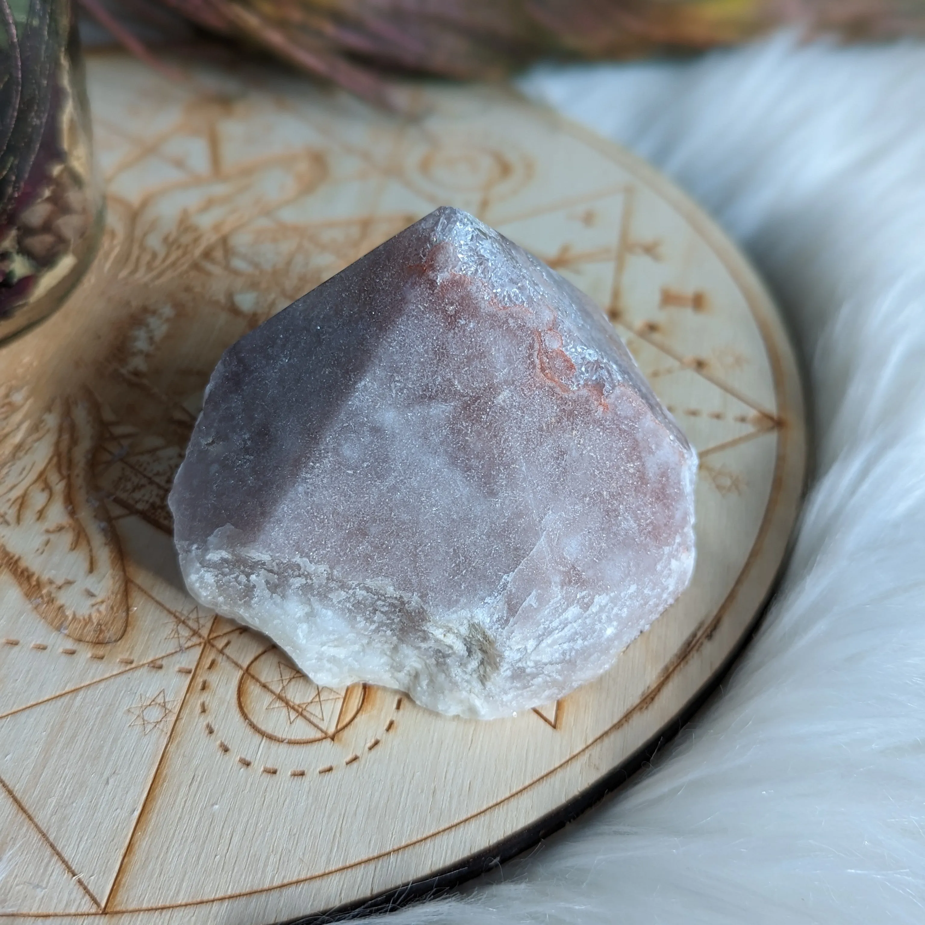 GEMMY Pink Amethyst Point #3 with Druze ~ Grid Focal Point for Healing Energies