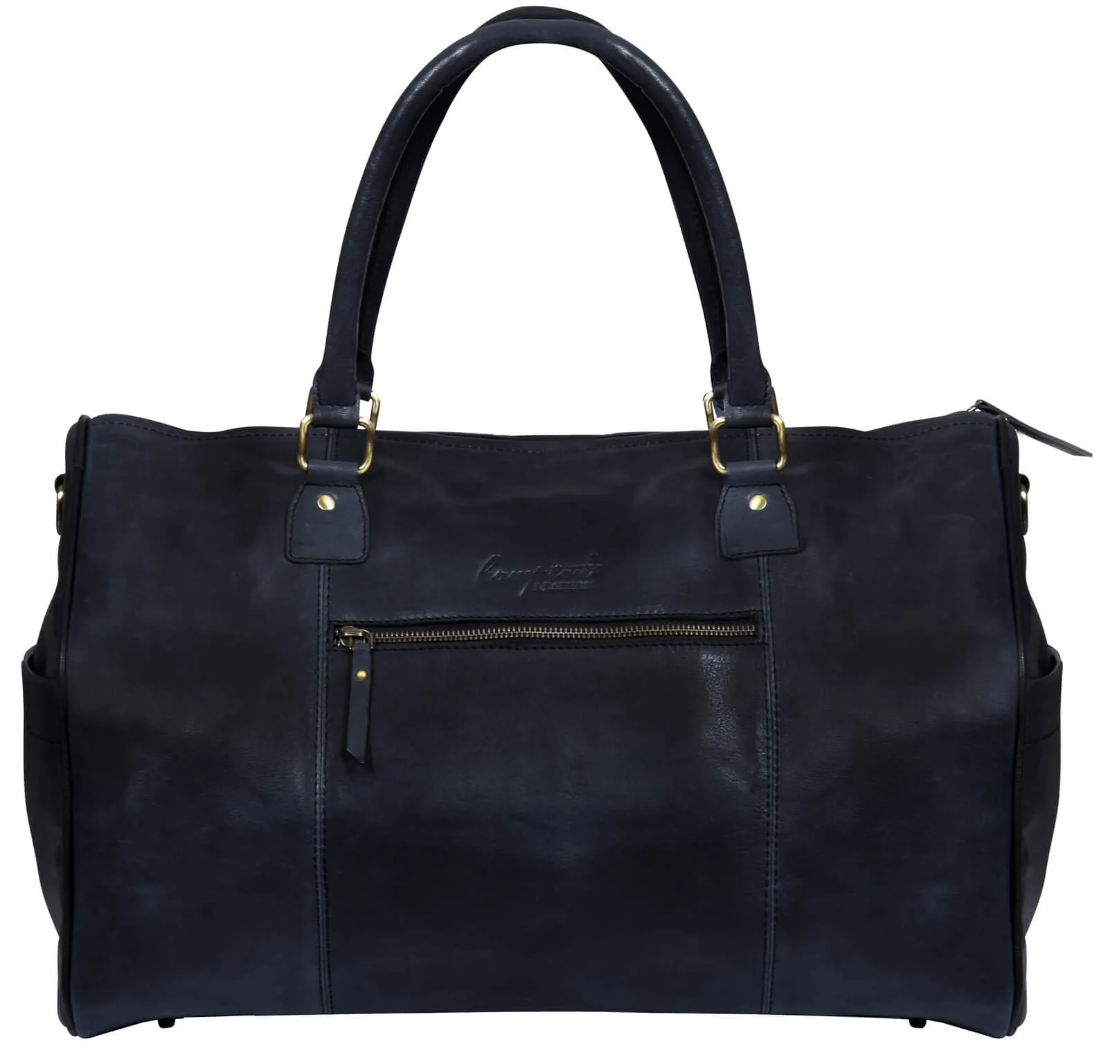 Genuine Leather Vintage Carry On Travel Bag - Black