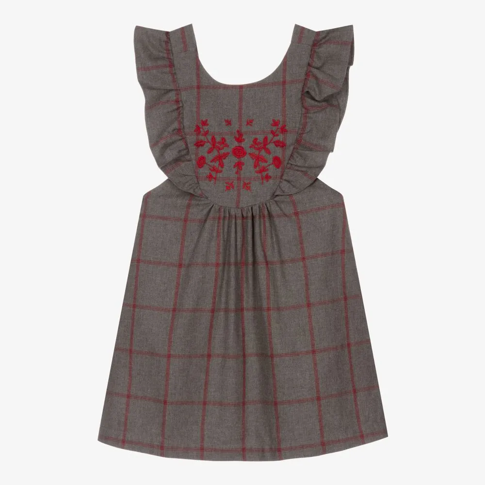 Girls Grey Pinafore Dress