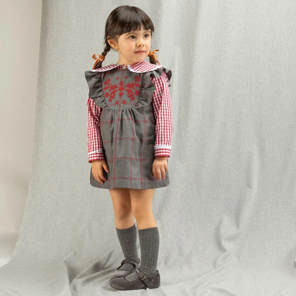 Girls Grey Pinafore Dress