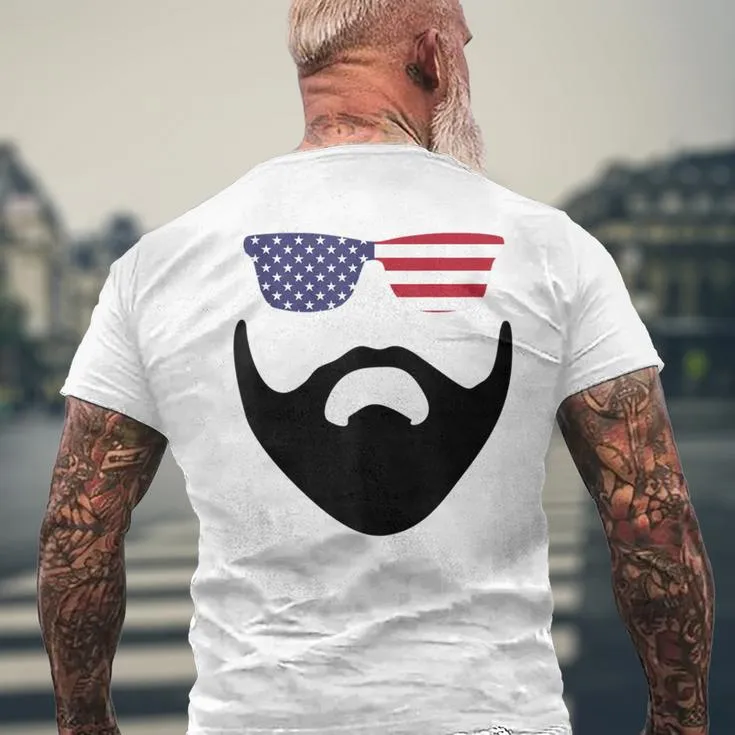 Glasses & Beard Usa Idea 4Th Of July Men's T-shirt Back Print