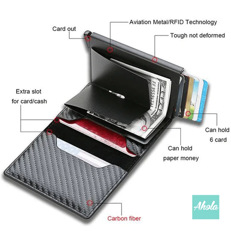 【Gox】RFID Blocking Automatic Popup Card Holder Wallet RFID防盜刷自動彈出卡包