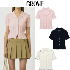 GROVE  |Casual Style Street Style Short Sleeves Office Style