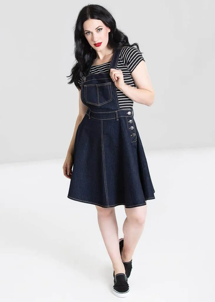 Hell Bunny Dakota 50's Pinafore Swing Dress Navy