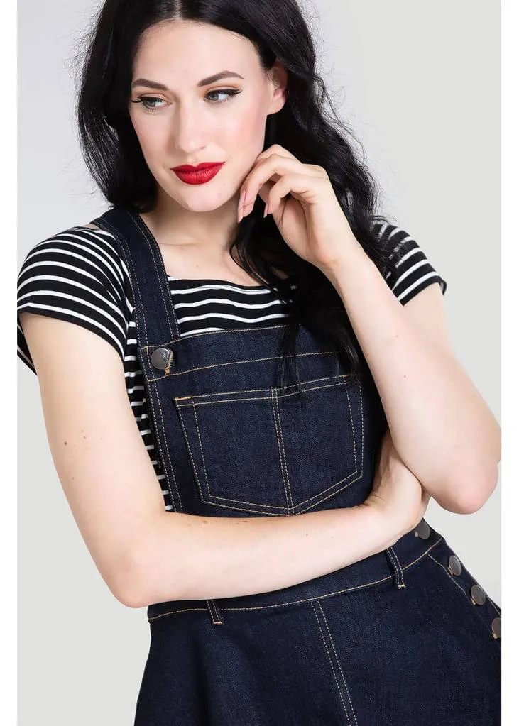 Hell Bunny Dakota 50's Pinafore Swing Dress Navy