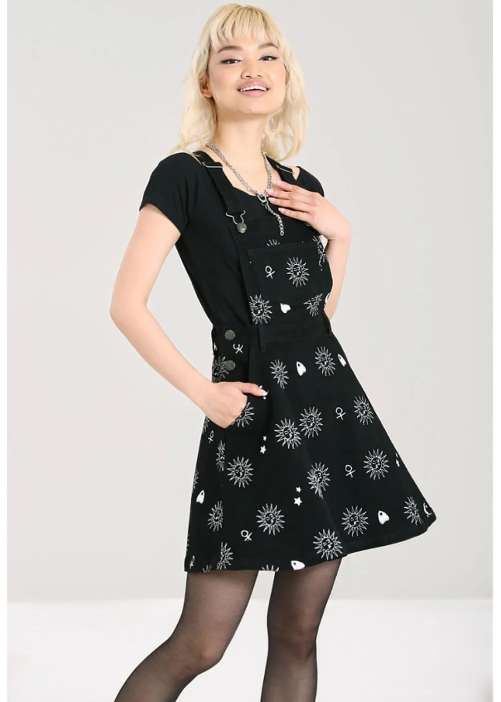 Hell Bunny Oculus Pinafore 60's Dress Black