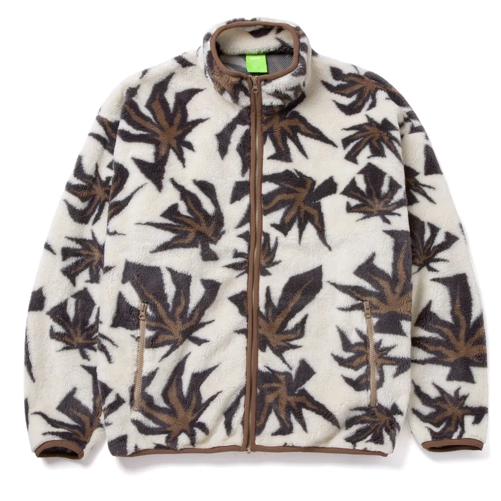 HUF LOWELL JACQUARD SHERPA ZIP JACKET // NATURAL