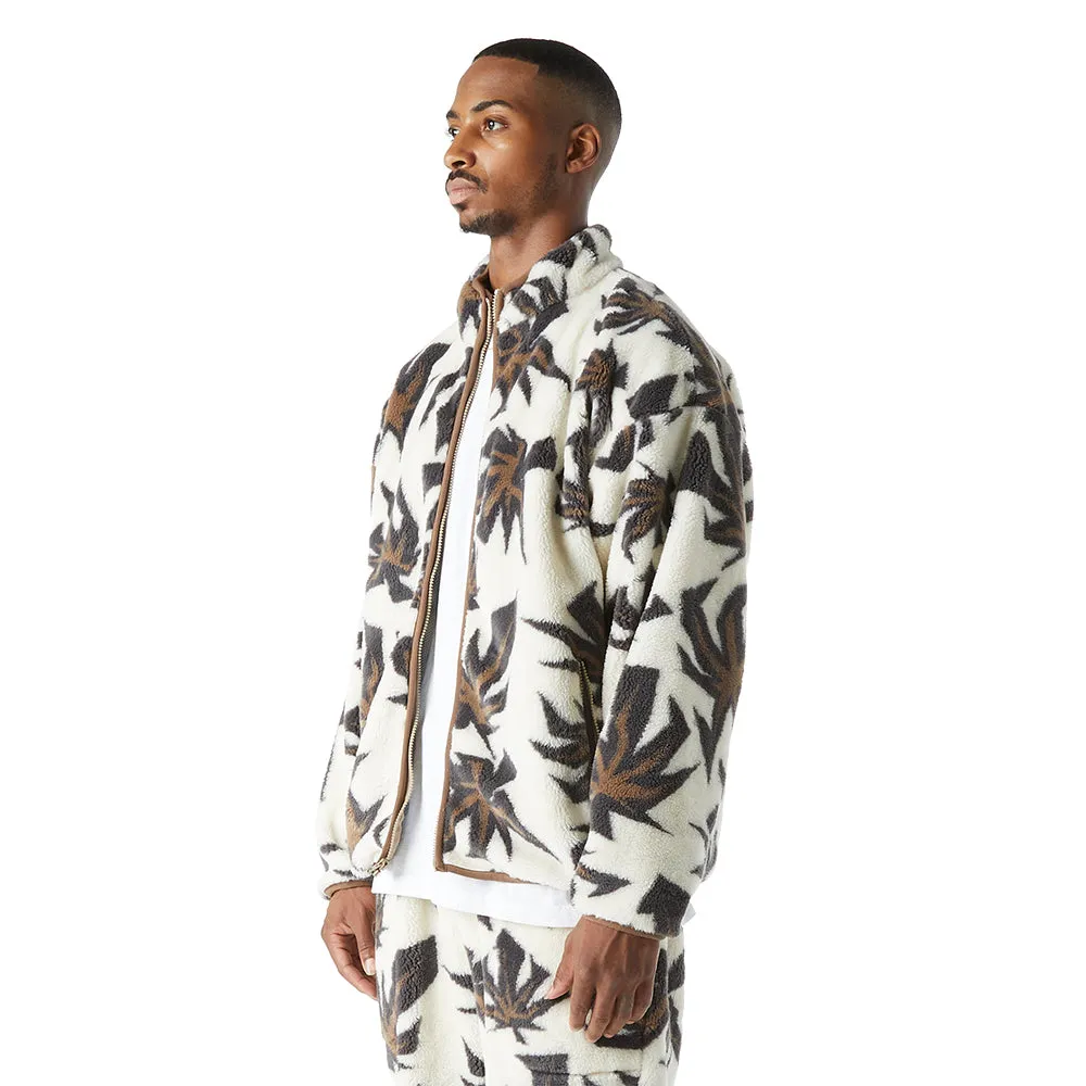 HUF LOWELL JACQUARD SHERPA ZIP JACKET // NATURAL