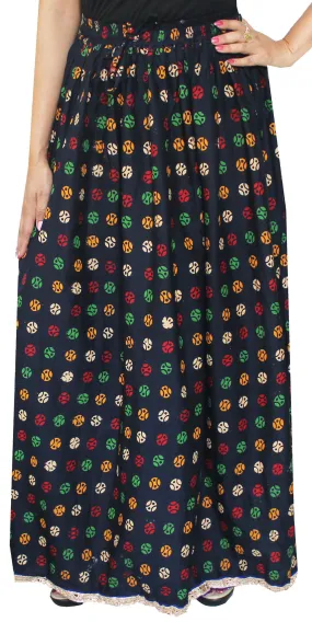 Indian Long Skirt Maxi Cotton Womens India Clothes (Blue)