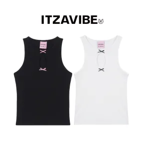 ITZAVIBE  |Street Style Plain Cotton Logo Tanks & Camisoles