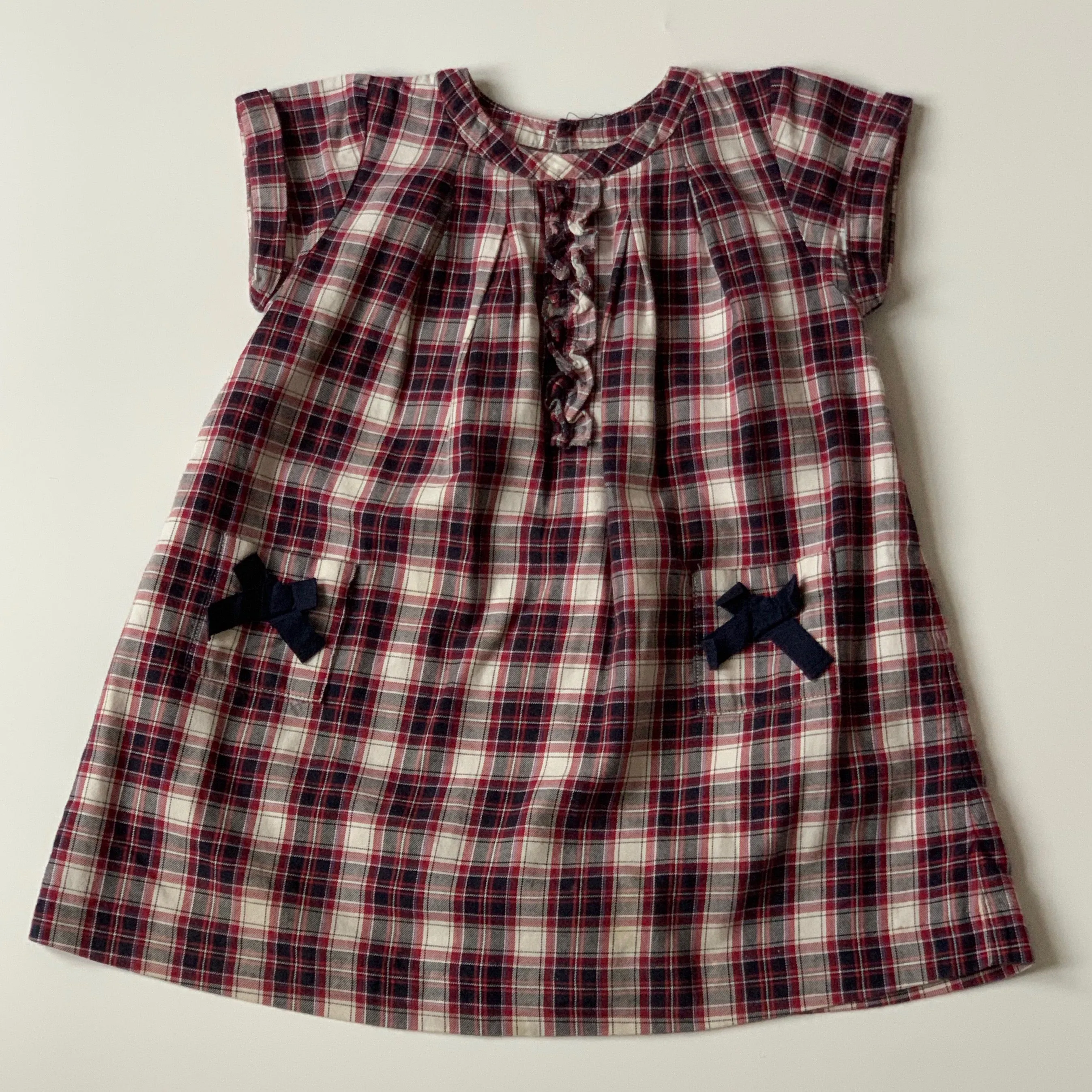 Jacadi Maroon And Navy Tartan Dress: 3 Years