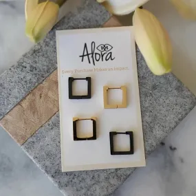 Kelly | Simple Square Huggie Hoop Earrings