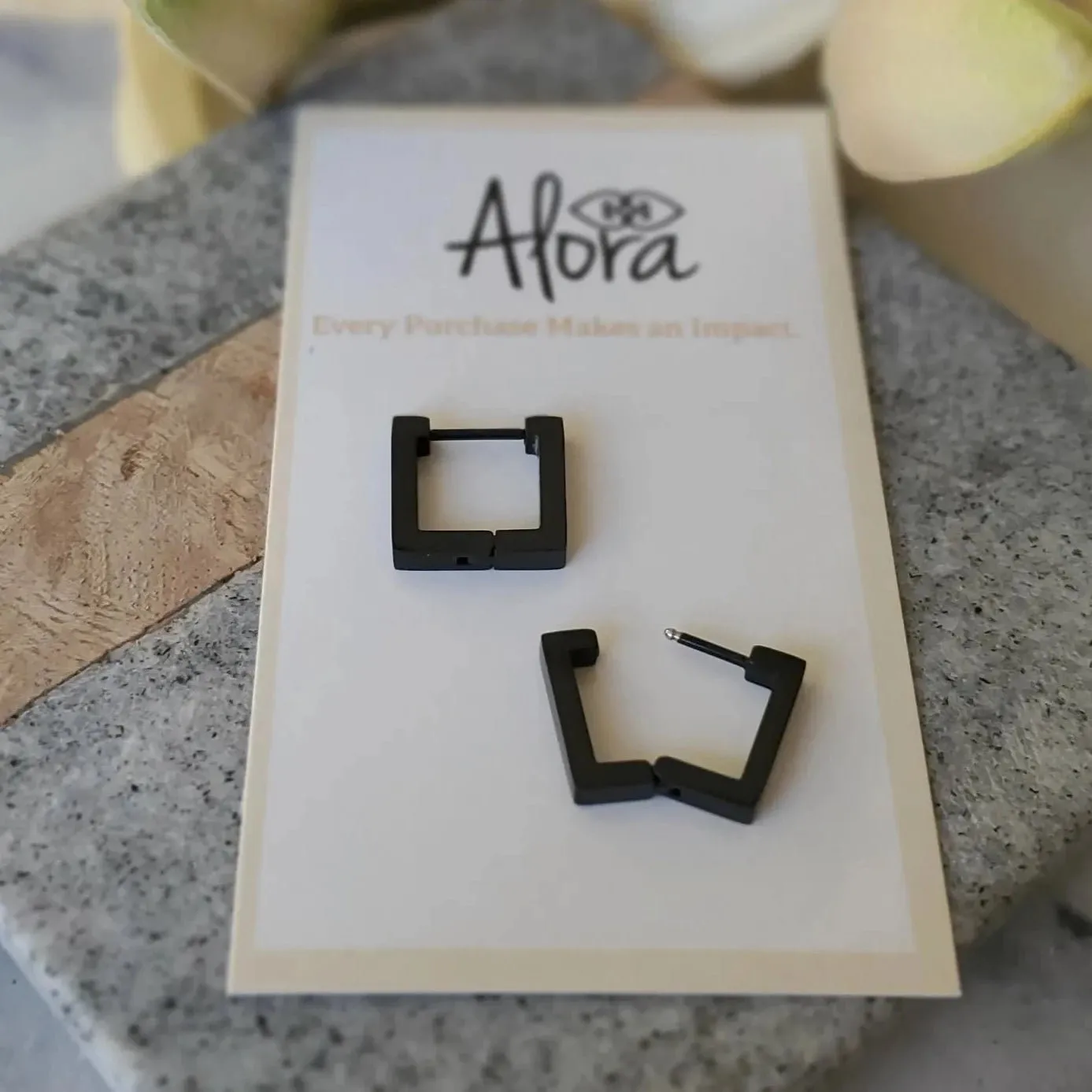 Kelly | Simple Square Huggie Hoop Earrings