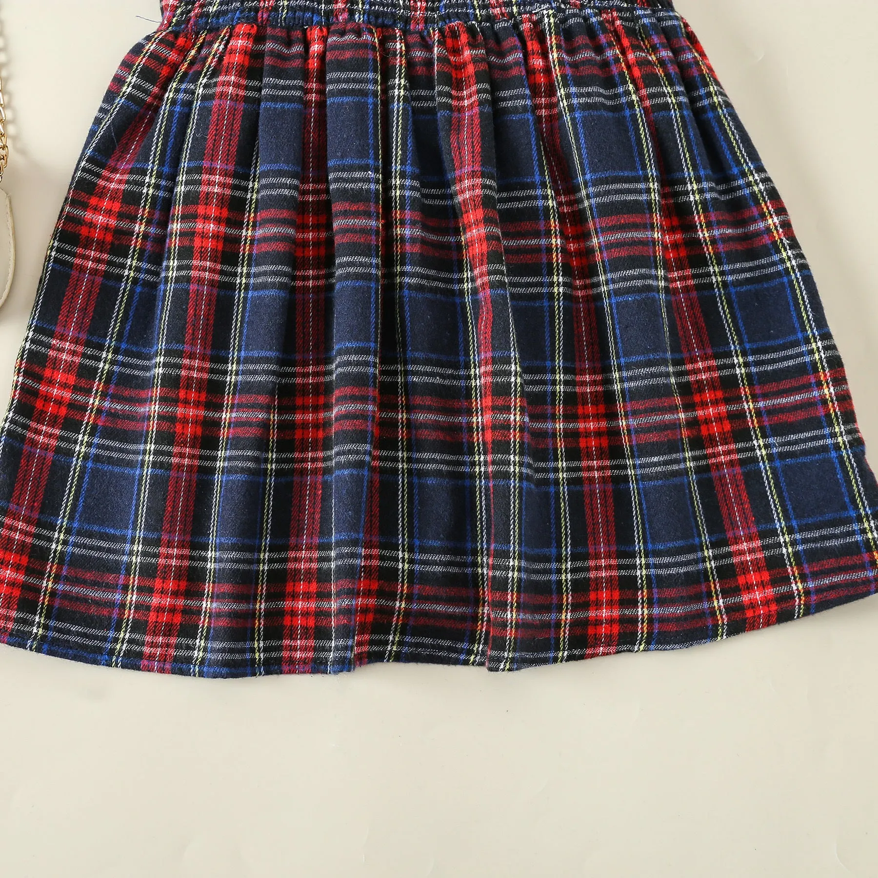 Kid Girls Color-blocking Checked Dresses Wholesale 24030146