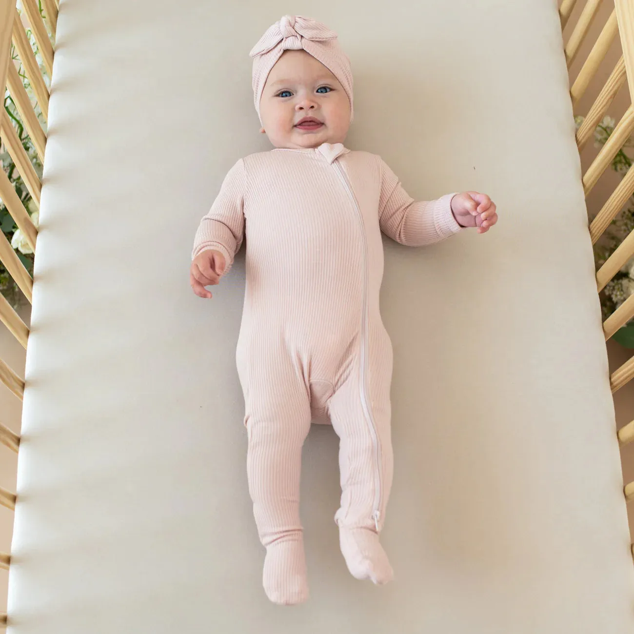 Kyte Baby - Ribbed Zipper Footie in Blush