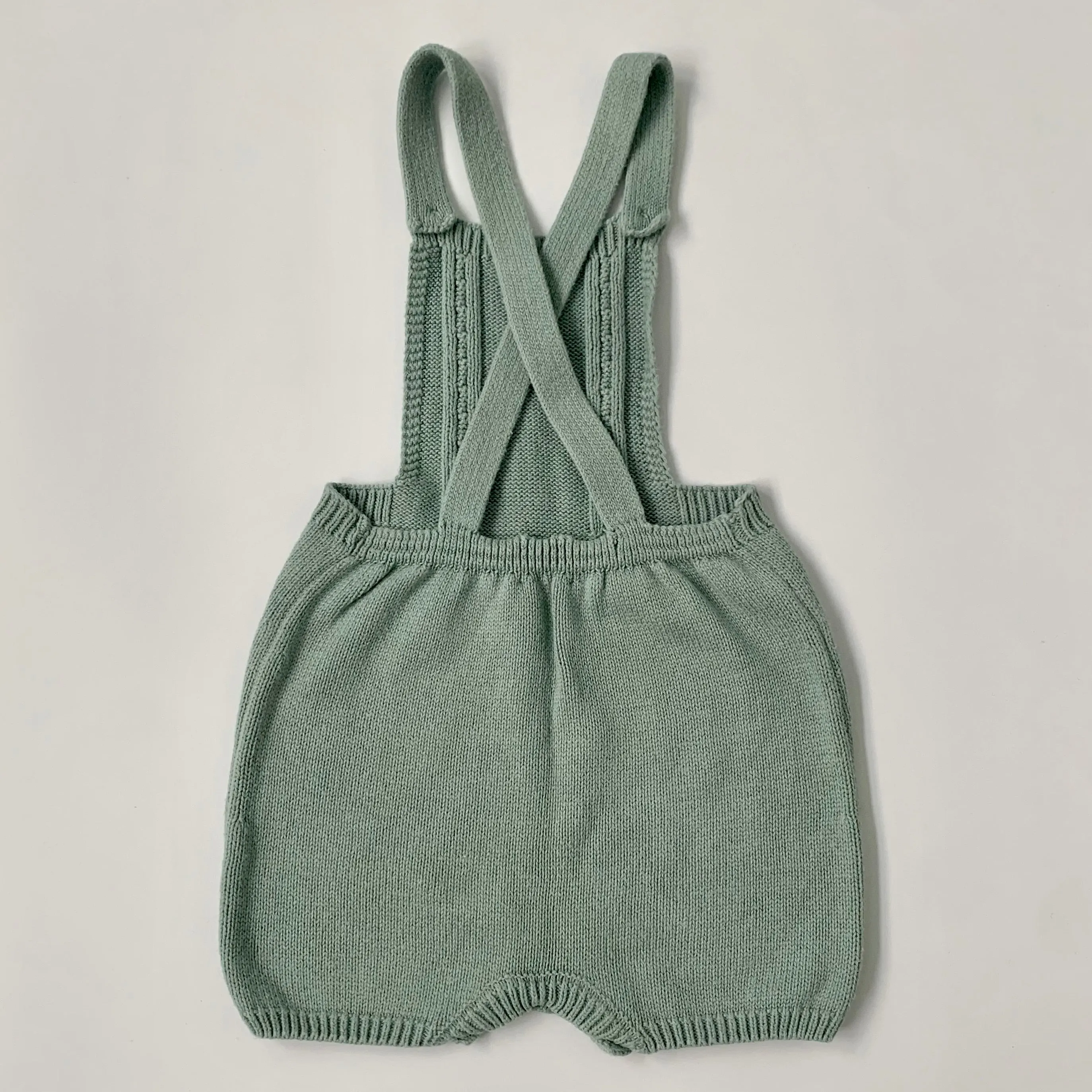 La Coqueta Celadon Knitted Romper: 3 Years