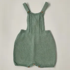 La Coqueta Celadon Knitted Romper: 3 Years