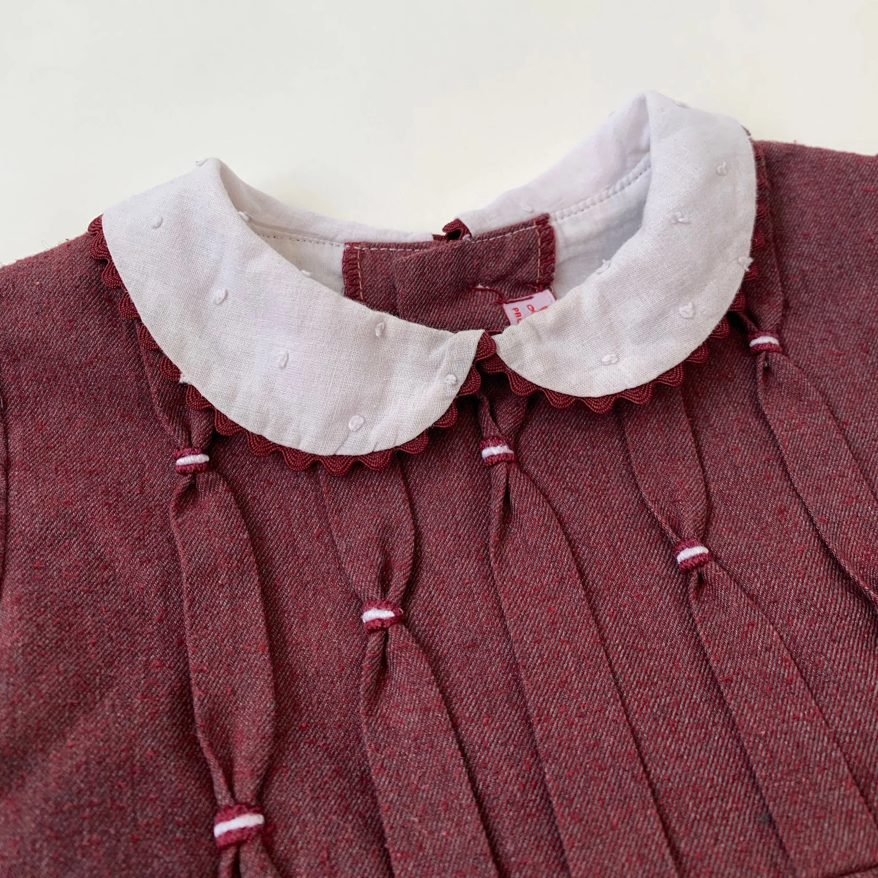 La Coqueta Maroon Dress With White Collar: 2 Years