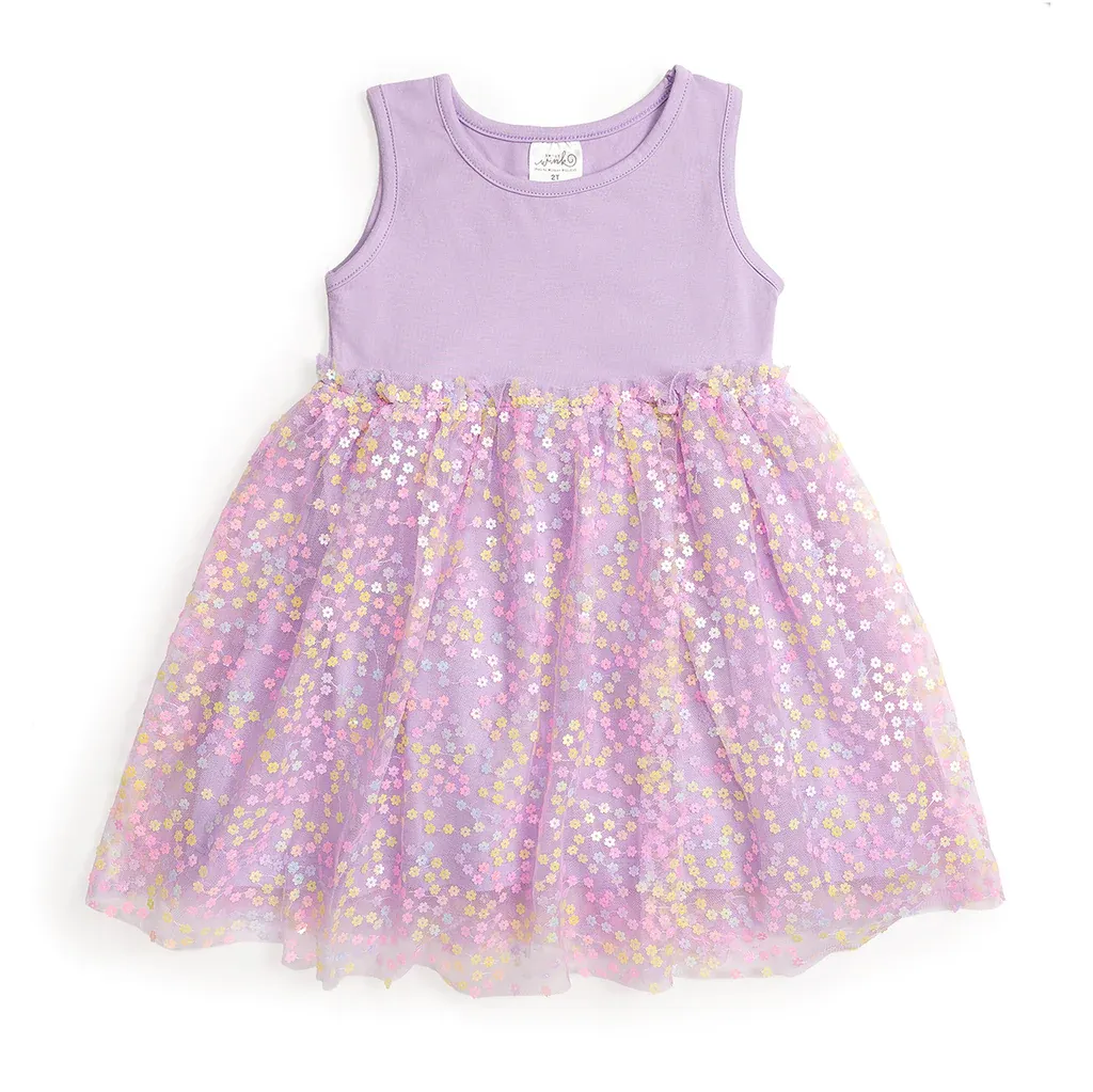 Lavender Confetti Flower Tank Dress