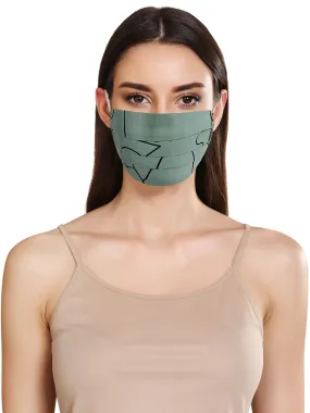 Line Print Layered Face Mask With Front Pleats