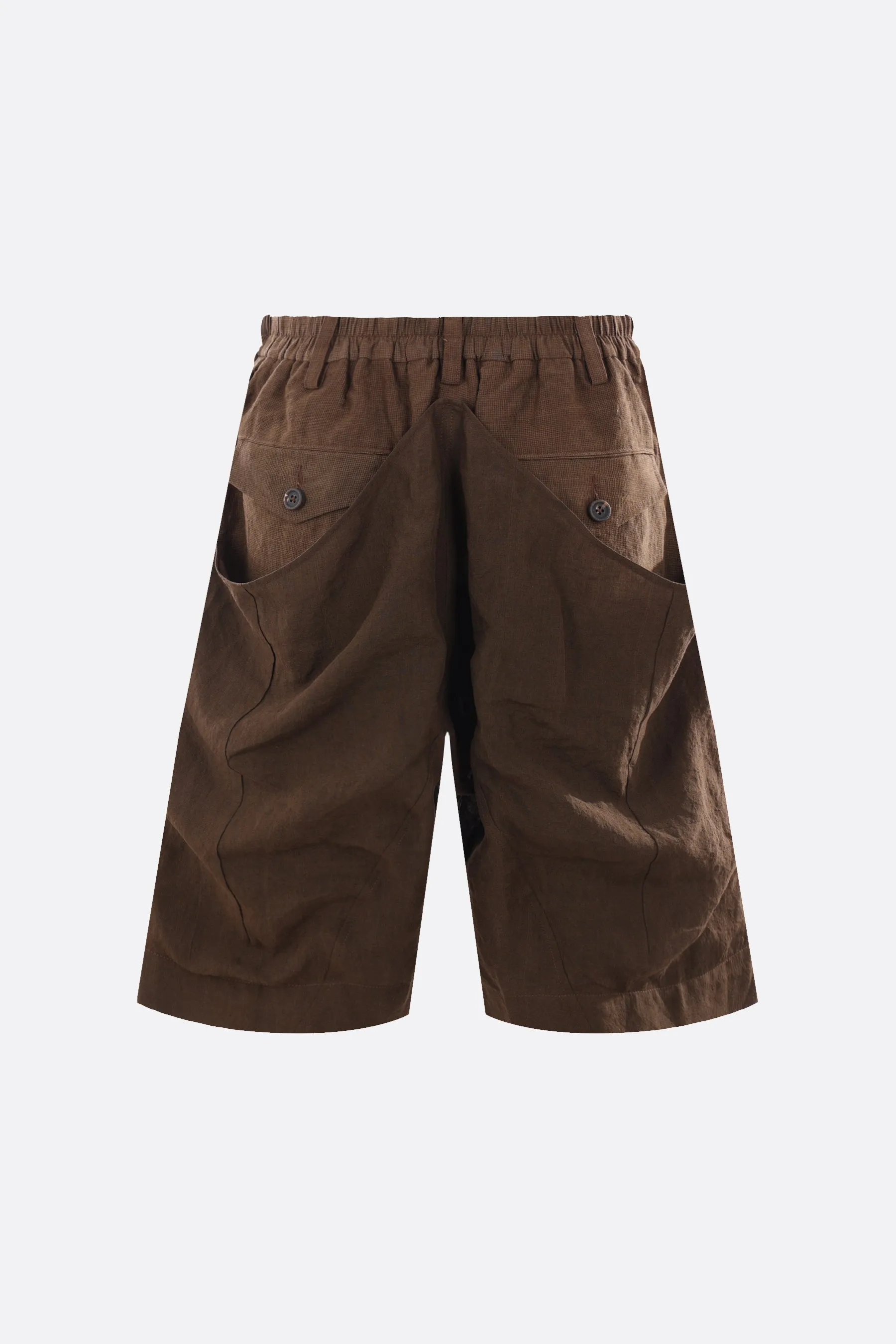 linen shorts with overlay panel