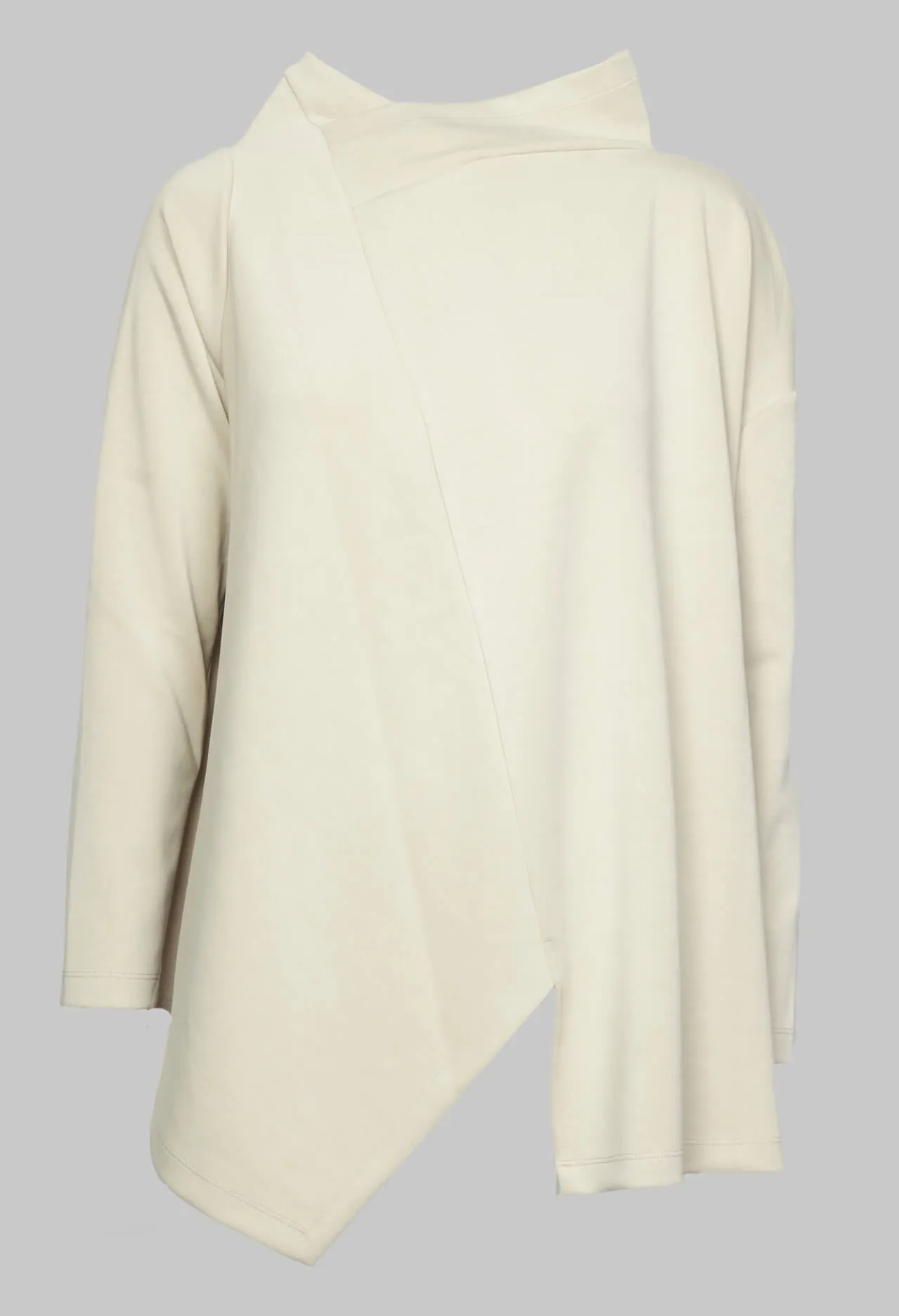 Long Sleeve Top with Front Split in Off White