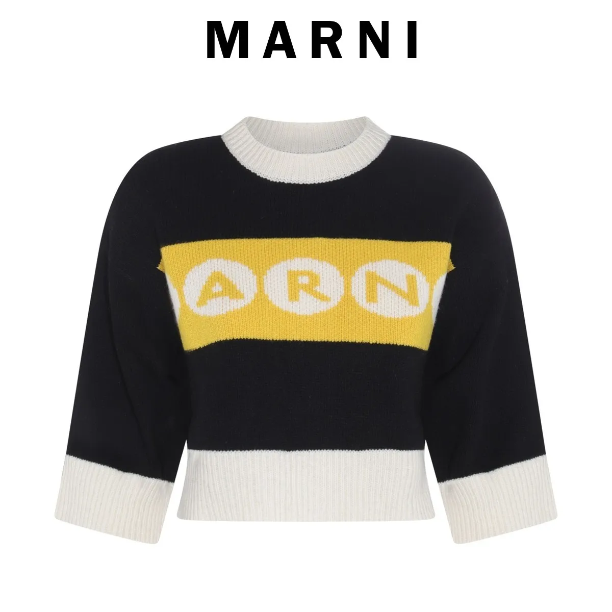 MARNI  |Crew Neck Casual Style Wool Cropped Logo V-neck & Crew neck