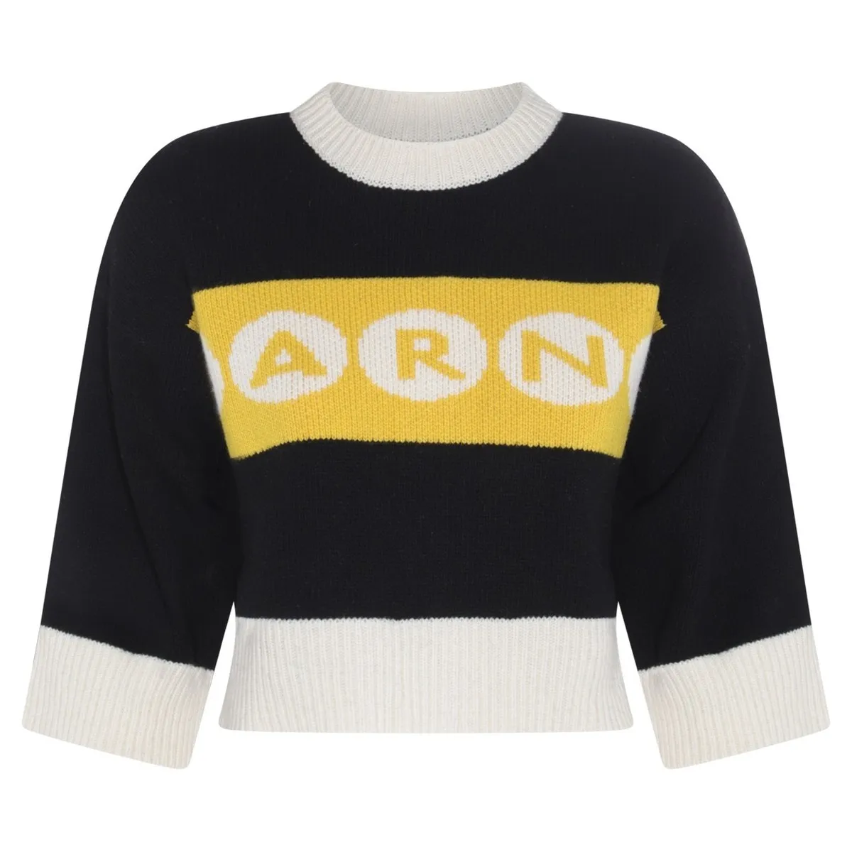 MARNI  |Crew Neck Casual Style Wool Cropped Logo V-neck & Crew neck