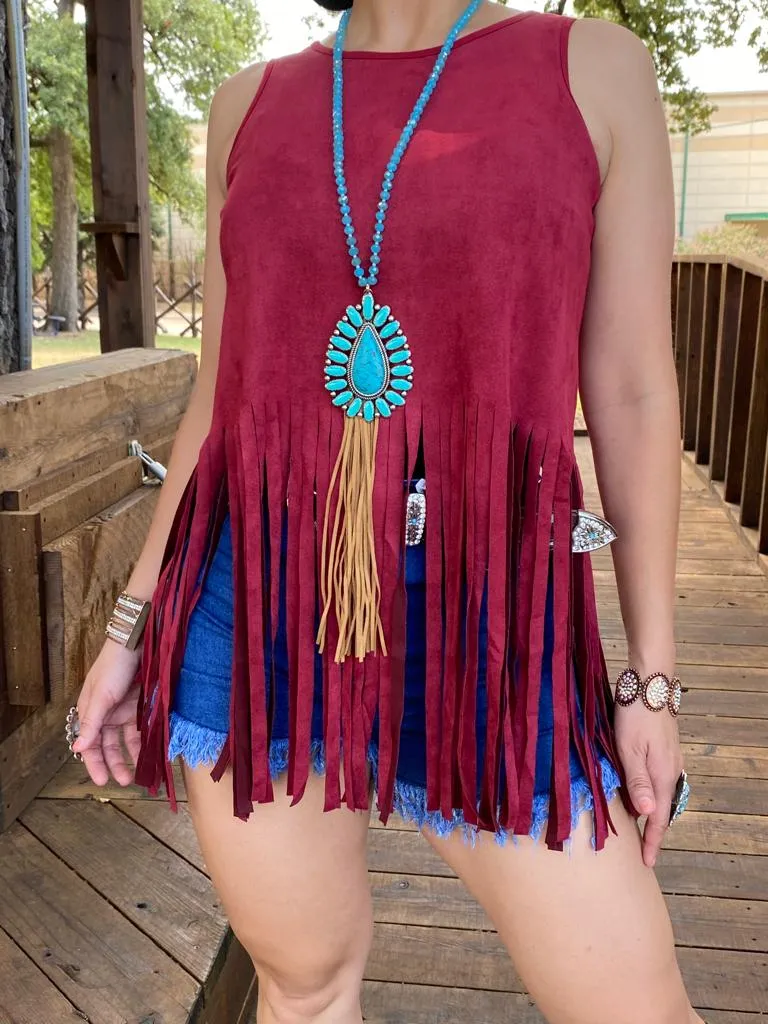 Maroon Fringe Tank