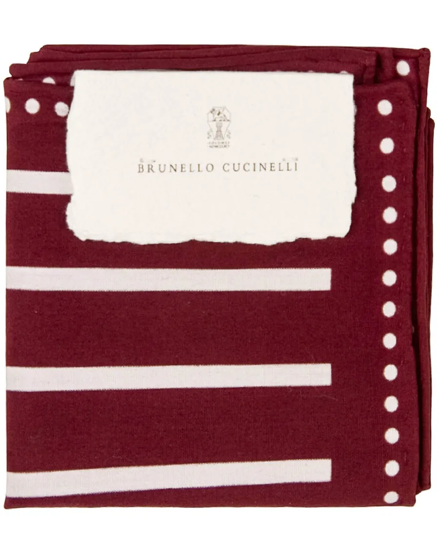 Maroon Stripe Dotted Pocket Square