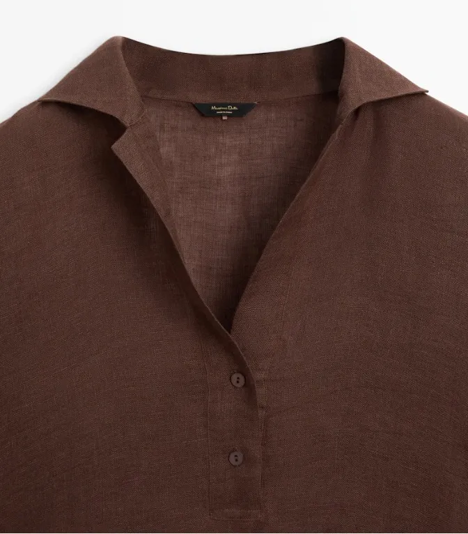 Massimo Dutti  |Casual Style Linen Long Sleeves Plain Elegant Style