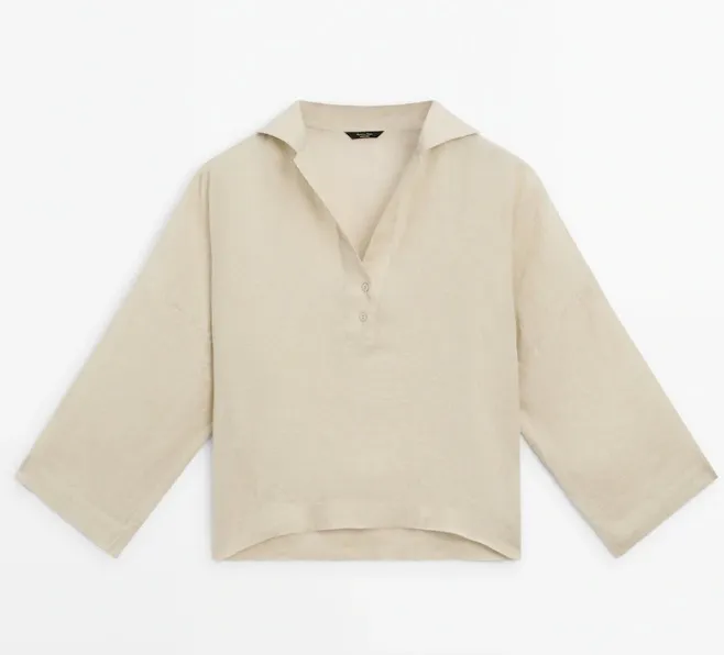 Massimo Dutti  |Casual Style Linen Long Sleeves Plain Elegant Style