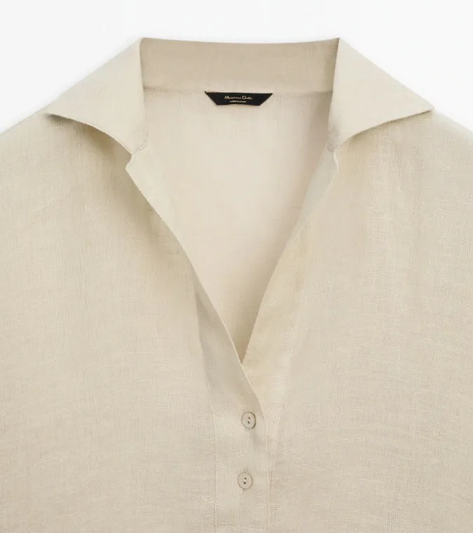 Massimo Dutti  |Casual Style Linen Long Sleeves Plain Elegant Style