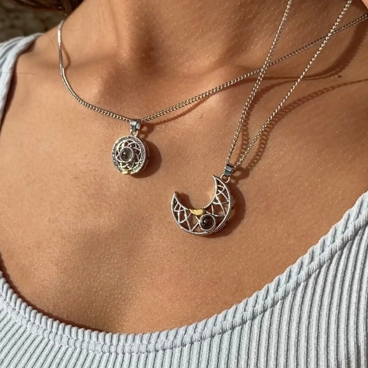 Matching Sun & Moon Necklaces with Secret Projection