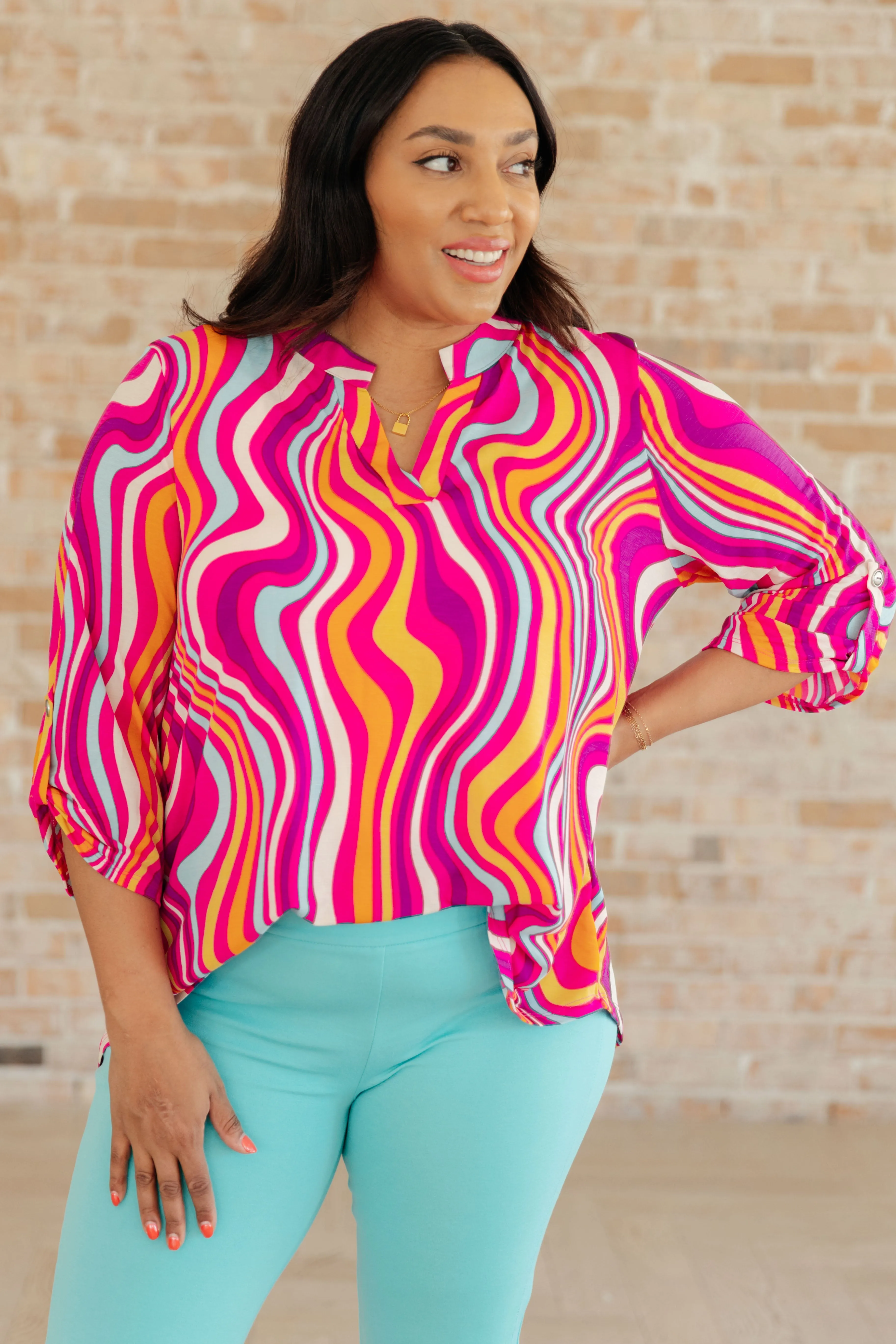 Melanie Top in Magenta Mod