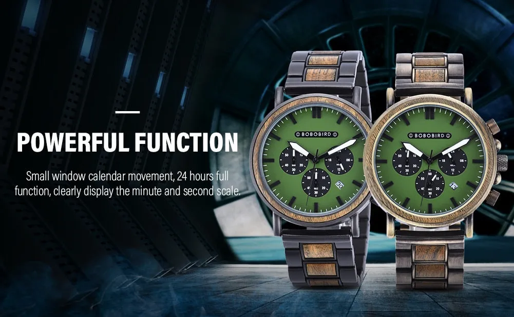 Men's Casual Style Quartz Movement Date Display Wooden Wristwatch