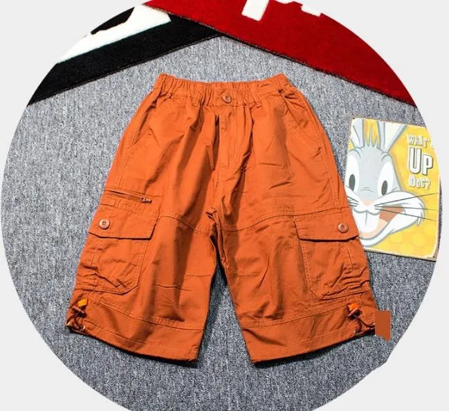 Men's Cotton Summer Casual Solid Mid waist Baggy Cargo Shorts