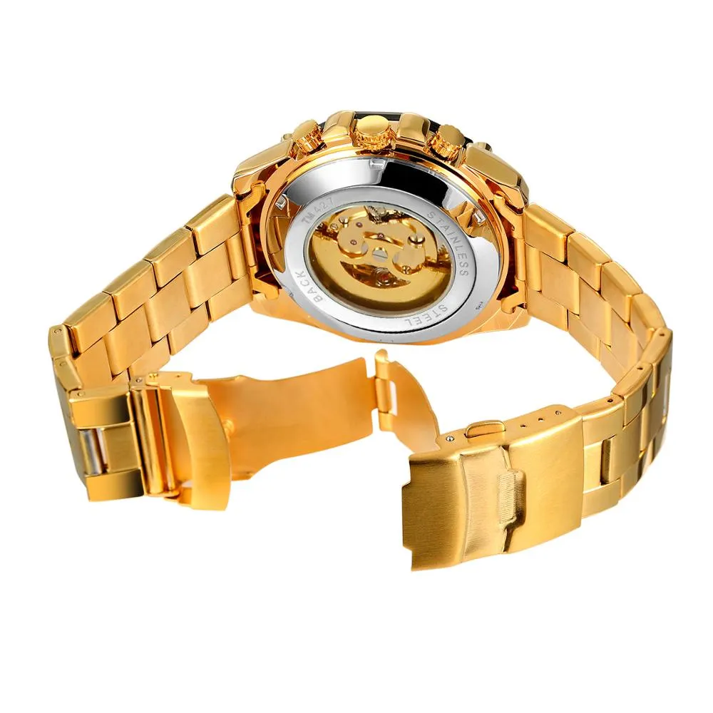 Men's Luxury Casual Golden Skeleton Automatic Mechanical Wristwatch