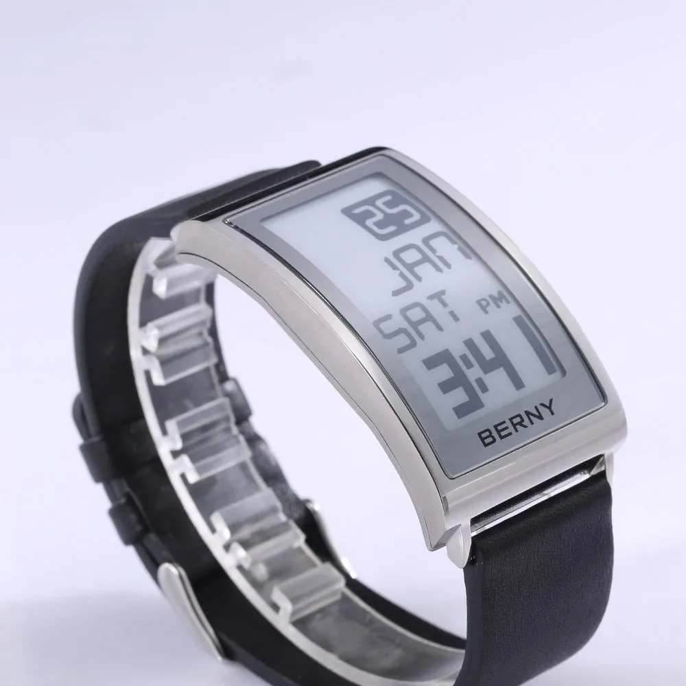 Men's Rectangle Stainless Steel Digital Casual Luxury Business Wristwatch