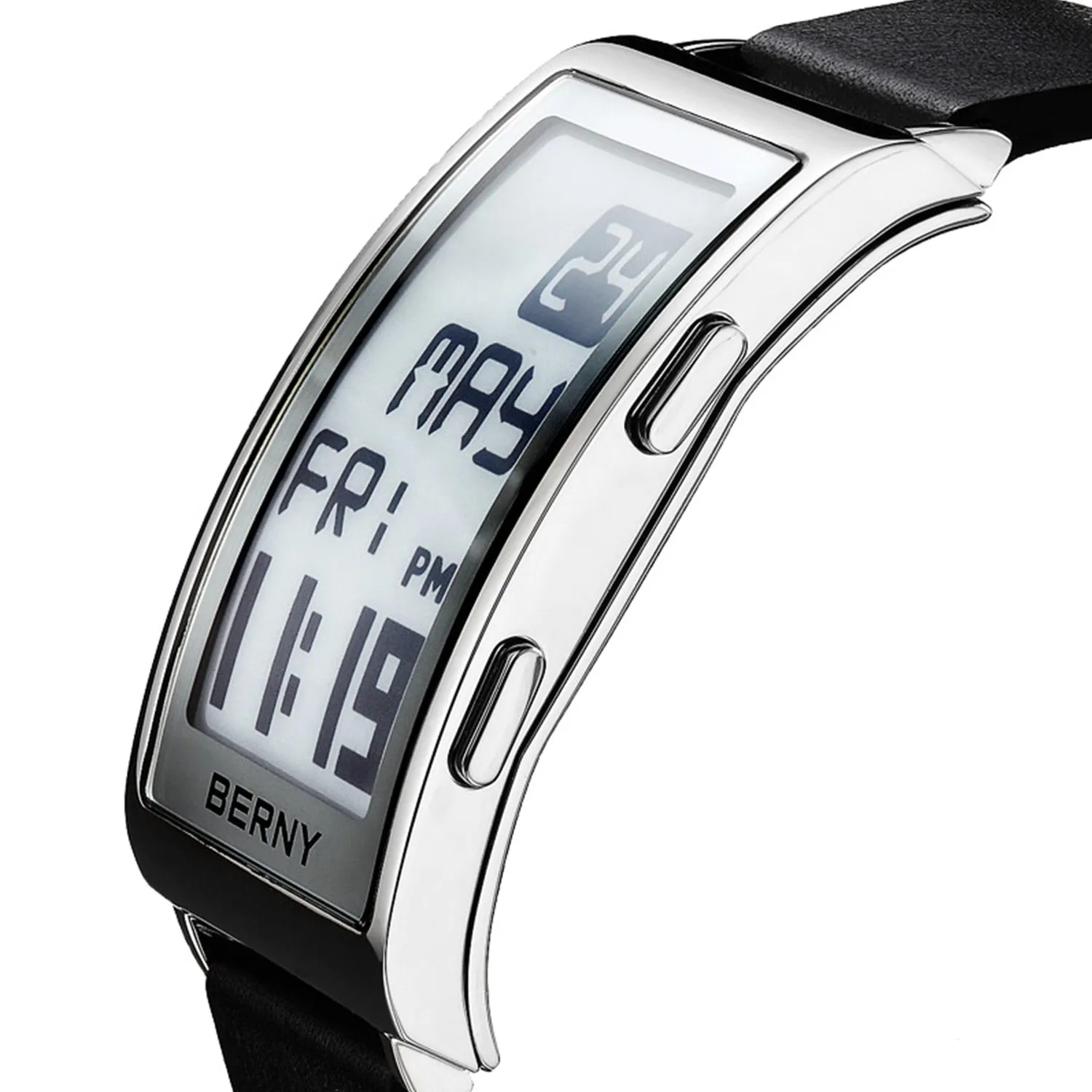 Men's Rectangle Stainless Steel Digital Casual Luxury Business Wristwatch