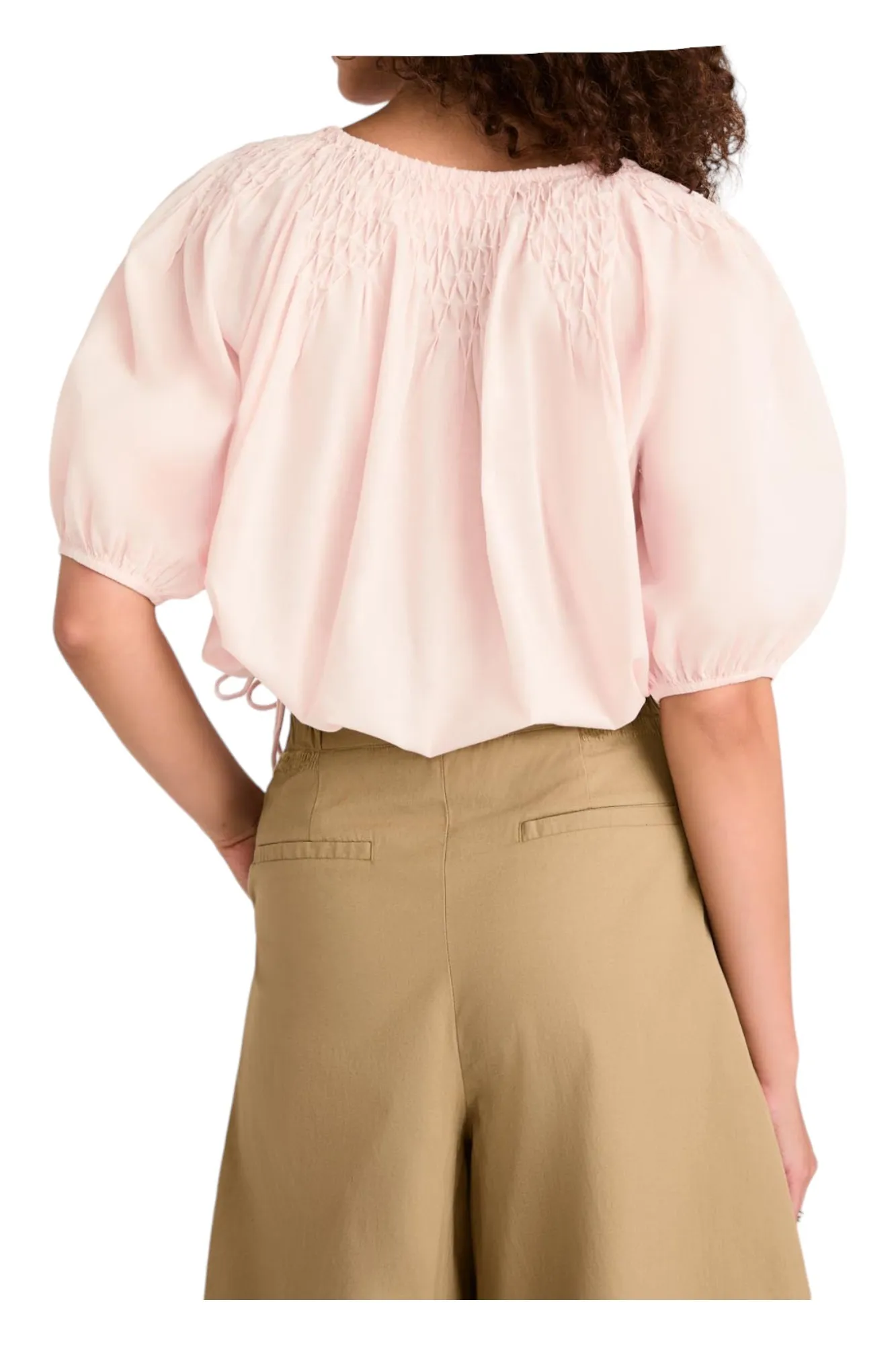 merlette  |Casual Style Plain Cotton Short Sleeves Puff Sleeves