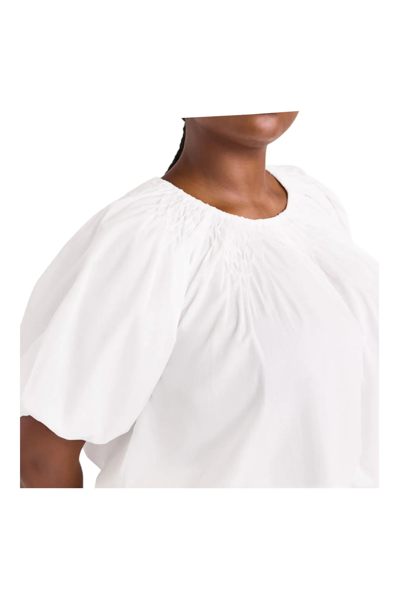 merlette  |Casual Style Plain Cotton Short Sleeves Puff Sleeves