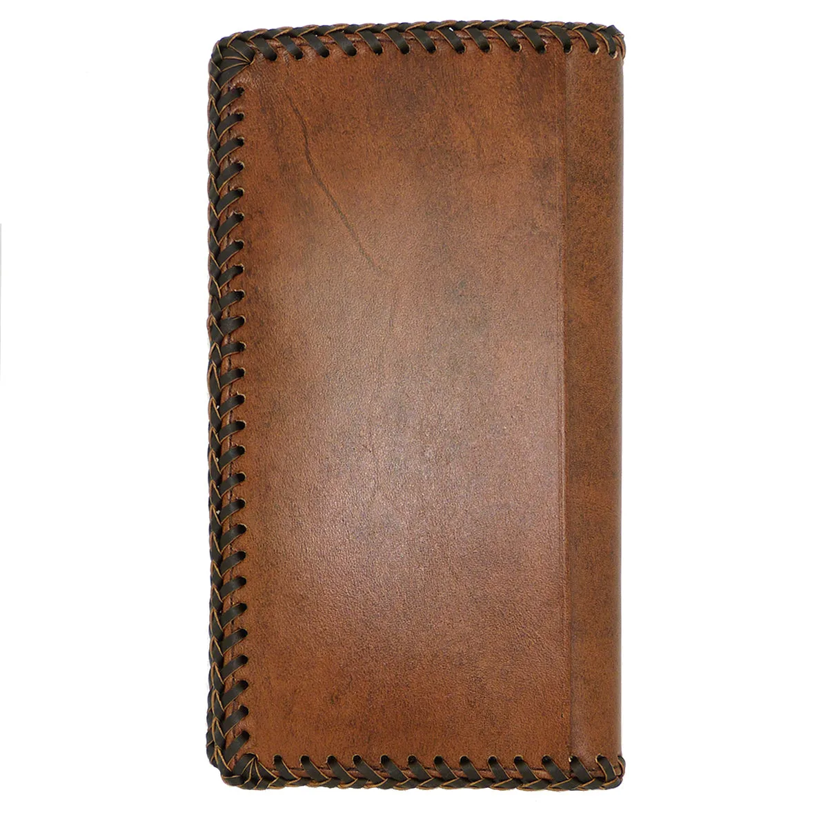 Nocona Western Mens Wallet Checkbook Cover Rodeo Praying Cowboy Leather Brown Laced