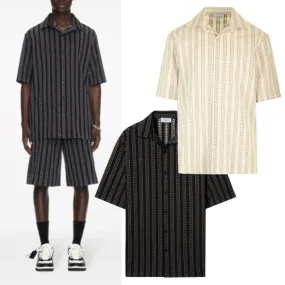 Off-White  |Stripes Street Style Cotton Short Sleeves Front Button